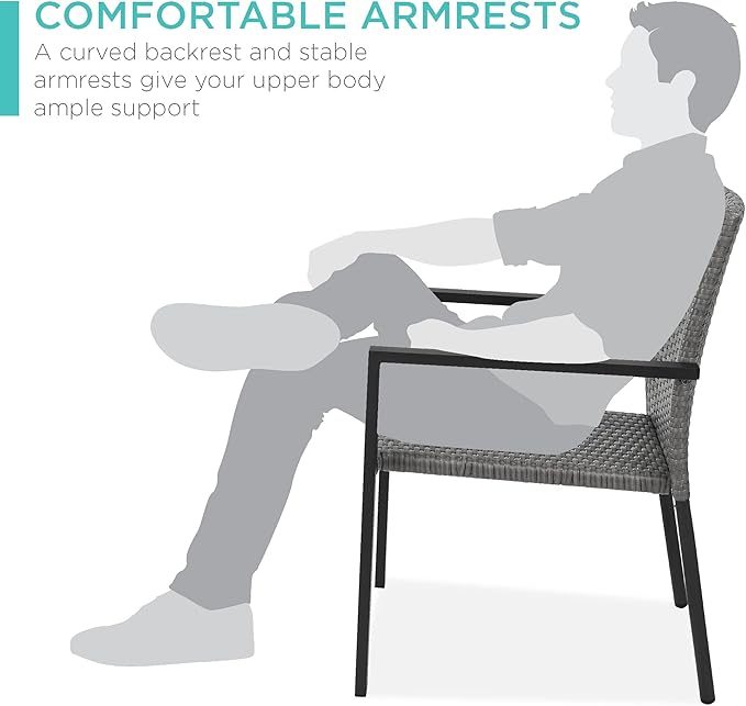 Best Choice Products Set of 2 Stackable Outdoor Wicker Dining Chairs - Image 6