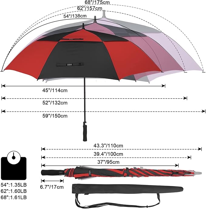 G4Free 47/54/62/68/72 Inch Automatic Open Golf Umbrella Oversize Extra Large - Image 2