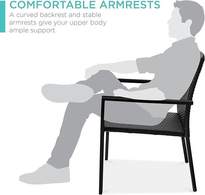 Best Choice Products Set of 2 Stackable Outdoor Wicker Dining Chairs - Image 5