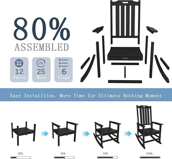Oversized Rocking Chair Set of 2, Outdoor Rocking Chair - Image 9