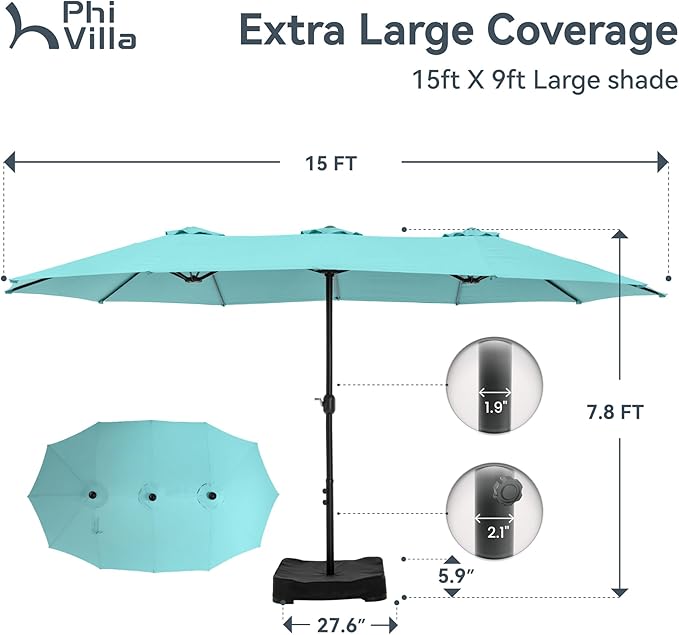 PHI VILLA 15ft Large Patio Umbrellas - Image 6