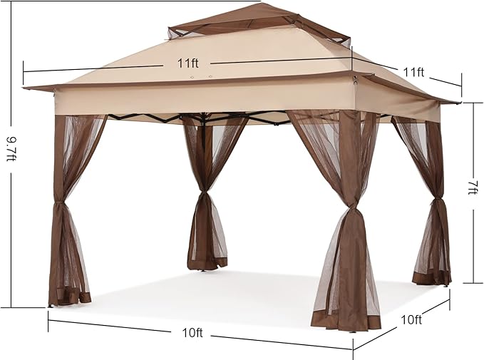 COOSHADE 11x11 Pop Up Gazebo Tent Outdoor Canopy Patio Shelter - Image 6