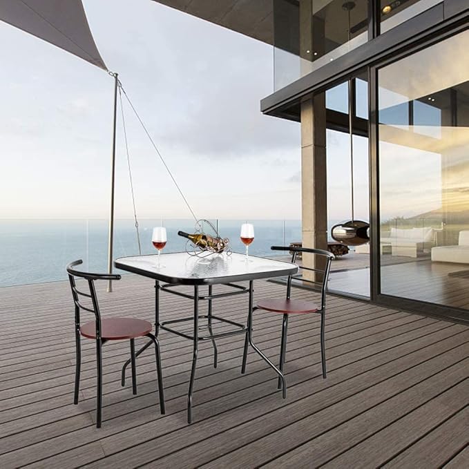 VINGLI Glass Patio Table with Umbrella Hole - Image 9