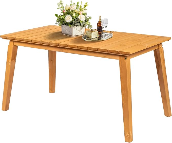 VINGLI Rectangular Outdoor Dining Table, Solid Cedar Wood Patio Table by VINGLI