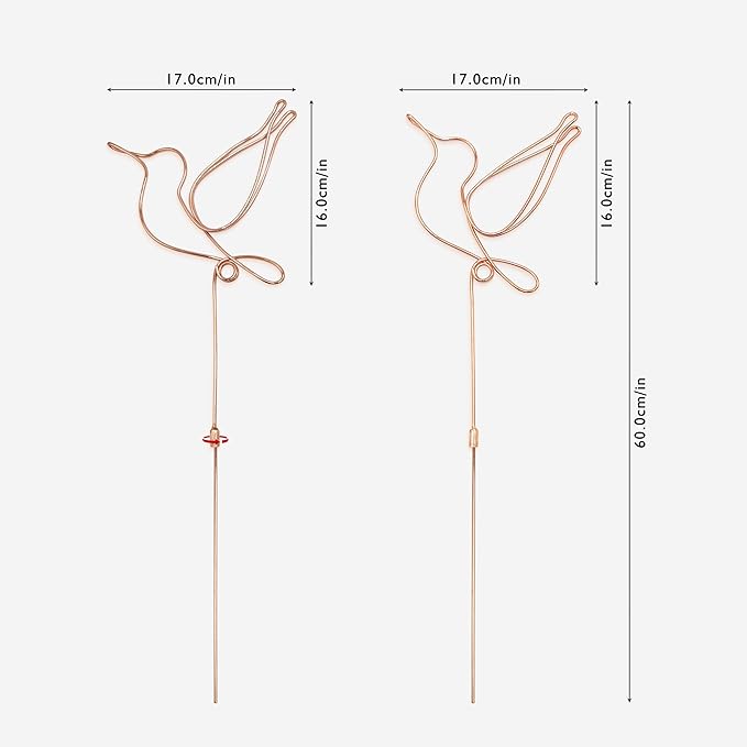 Hummingbird Decor Garden Stakes Decorative Set of 2, Hummingbirds Metal Wire - Image 3