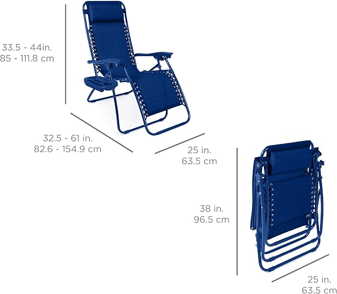 Best Choice Products Set of 2 Adjustable Steel Mesh Zero Gravity Lounge Chair - Image 2