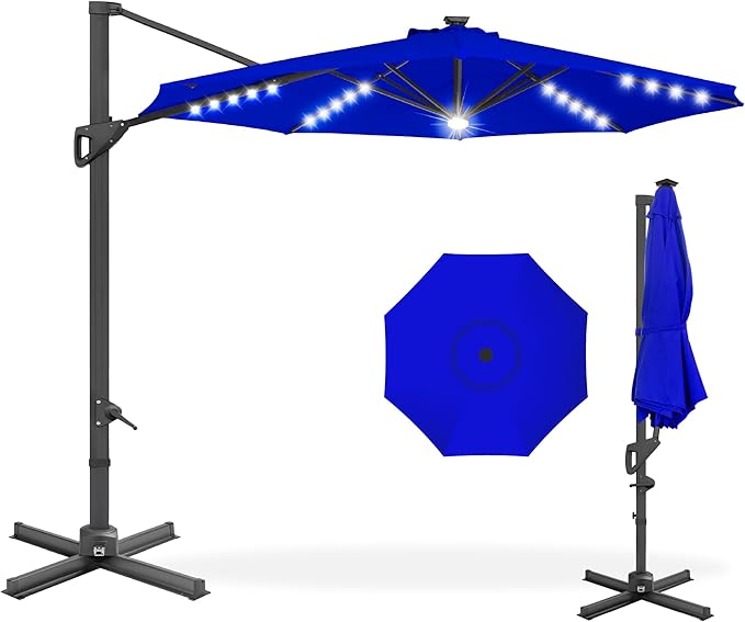 Best Choice Products 10ft Solar LED Cantilever Patio Umbrella, 360-Degree by BestChoiceProducts