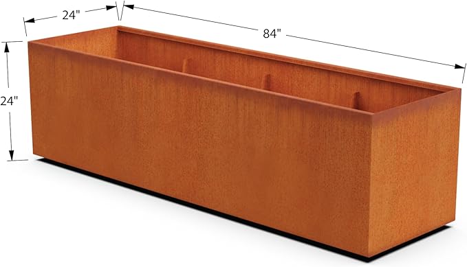 Plantercraft Extra Large Corten Steel Planter 84x24x24 Inch - Image 5