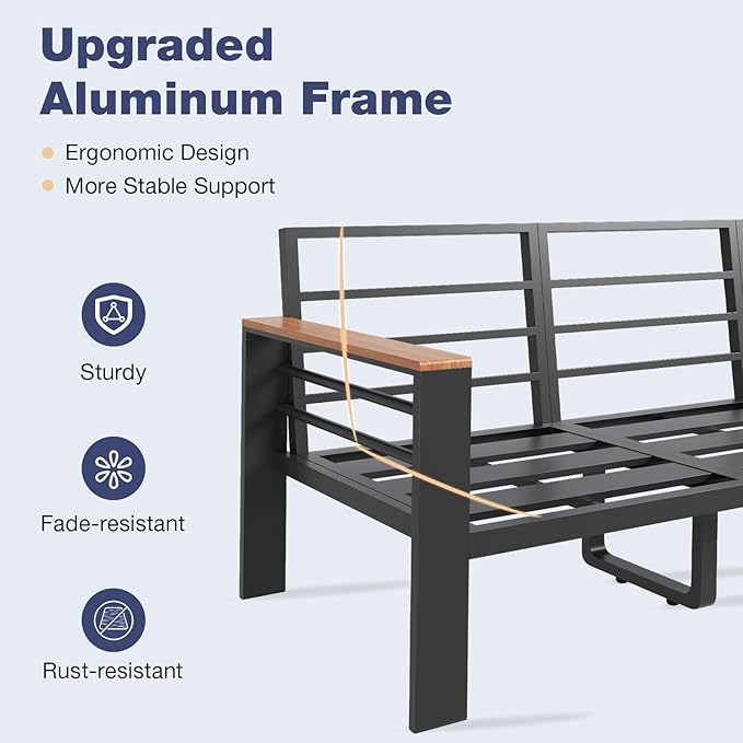 Aoxun Aluminum Patio Furniture Set 4 Seats, Oversized Outdoor Sectional - Image 6