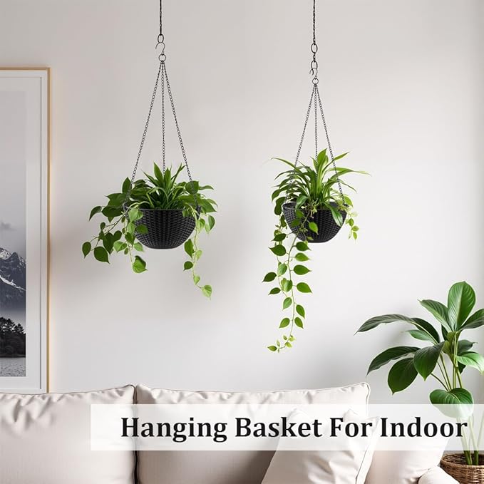 Hanging Planters for Indoor Outdoor Plants 8 and 10 Inch, 4 Packs Hanging - Image 4