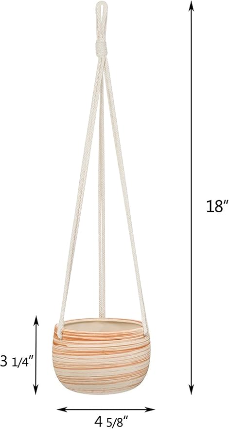 Mkono Ceramic Hanging Planter Macrame Plant Holder 5 Inch Cute Succulent Cactus - Image 5