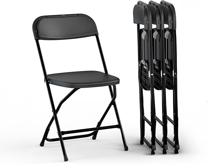 4 PACK White Foldable Plastic Chair | Folding & Stackable | 350 lbs Capacity by OurModernSpace