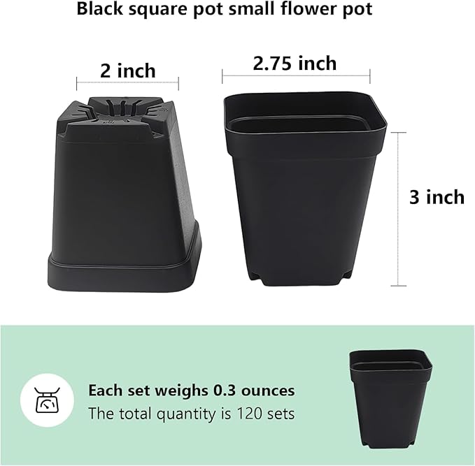 Square Nursery Pots 2.7 Inch, Seed Starting Pot - Image 3