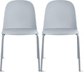 2xhome Set of 2 Modern Stackable Armless Dining Chairs, Plastic Shell Seat by 2xhome