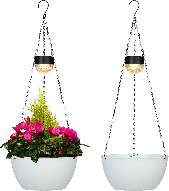 BAYN 2 Packs Solar Hanging Basket Planters by BAYN
