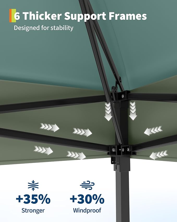 Canopy Tent 13x13 ft, Pop Up Gazebo One-Push Setup - Image 6