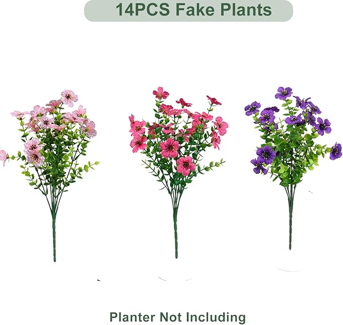 Artificial Flowers for Outdoor, UV Resistant Fake Silk Flowers, Realistic Faux - Image 3
