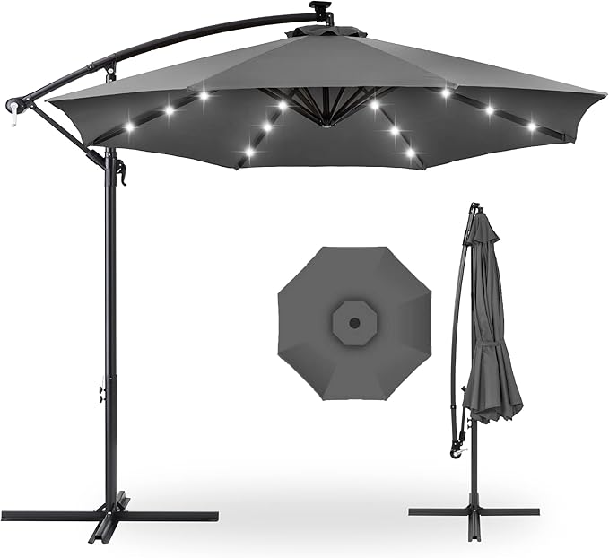 Best Choice Products 10ft Solar LED Offset Cantilever Hanging Market Patio by BestChoiceProducts