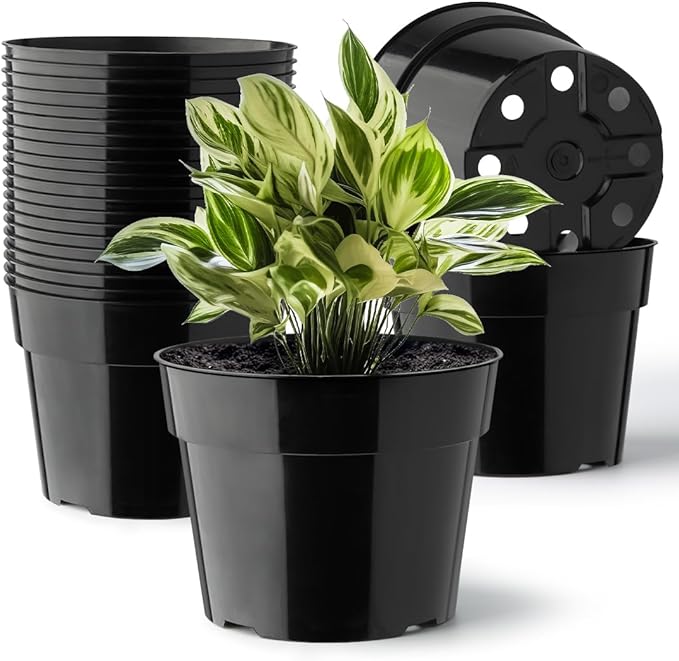 20 Pack Plant Pots, 6 Inch Plastic Plant Planter by RooTrimmer