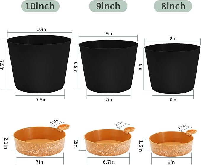 GARDIFE 10/9/8 inch Plant pots, planters - Image 2