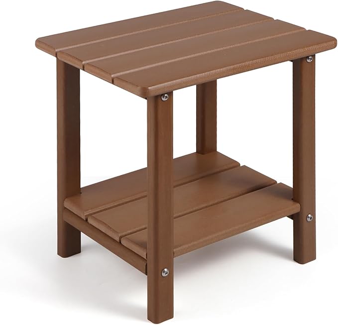 Adirondack Outdoor Side Table, 2-Tier Sturdy Patio End Table Weather Resistant by Apolimi