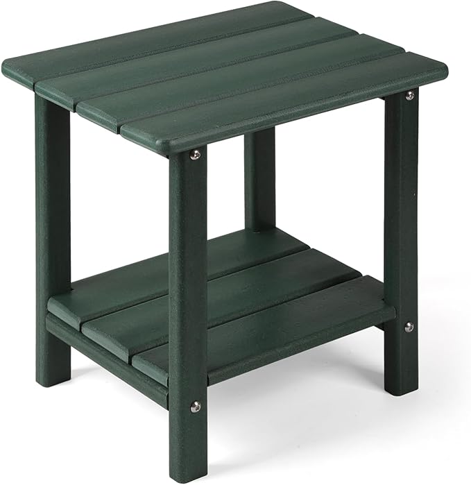 Adirondack Outdoor Side Table, 2-Tier Sturdy Patio End Table Weather Resistant by Apolimi