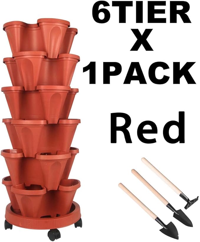 GameXcel Vertical Planter 6 Tier Stackable Planters Garden Planters Strawberry - Image 8