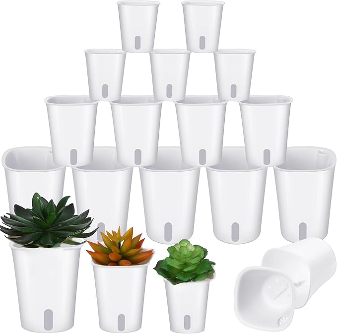 18 Pcs Self Watering Pots Plastic Plant 3 Sizes Flower Plant Pot by Ziliny