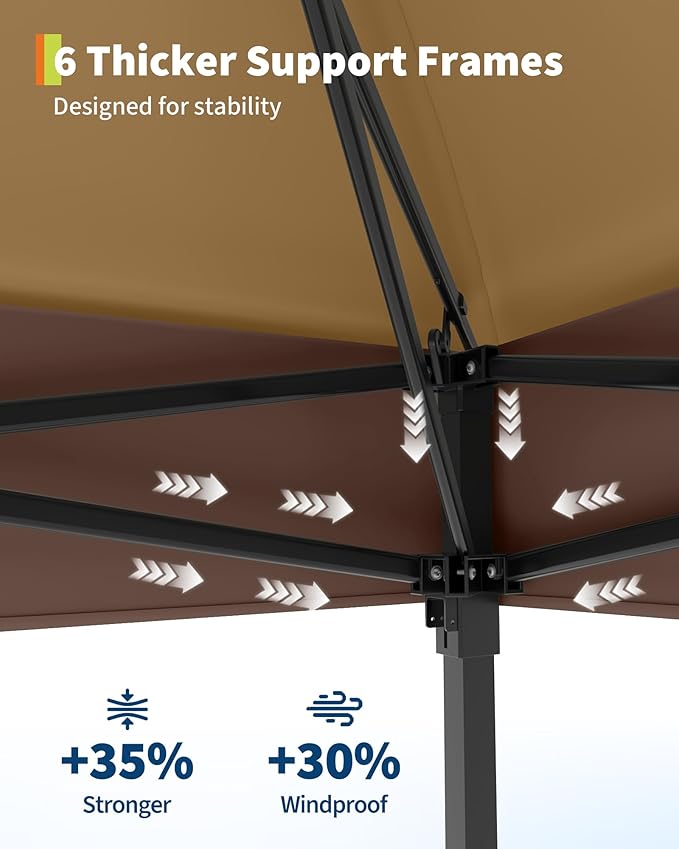 Canopy Tent 13x13 ft, Pop Up Gazebo One-Push Setup - Image 6