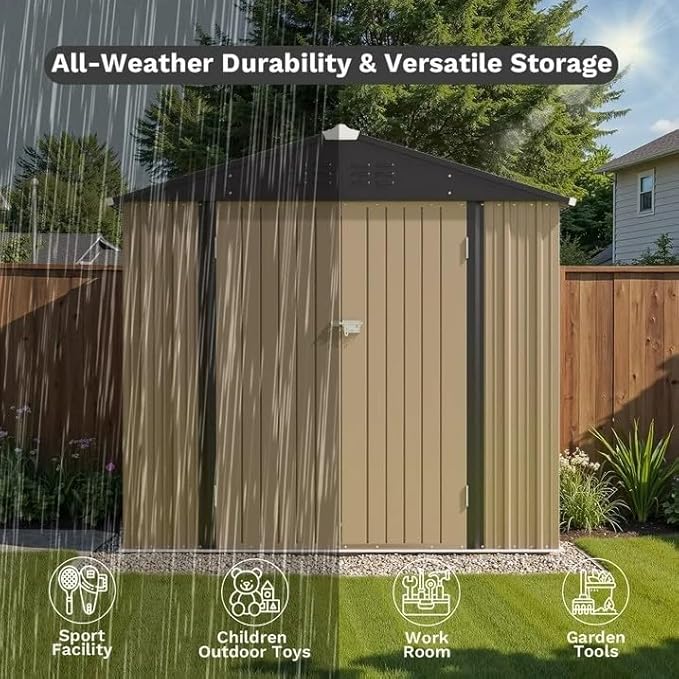 Greesum 8×6FT Outdoor Storage Shed, Metal Patio Storaged Sheds - Image 6