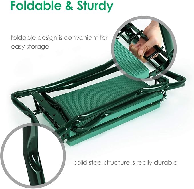 TomCare Upgraded Garden Kneeler Seat Widen Soft Kneeling Pad Garden Stools - Image 6