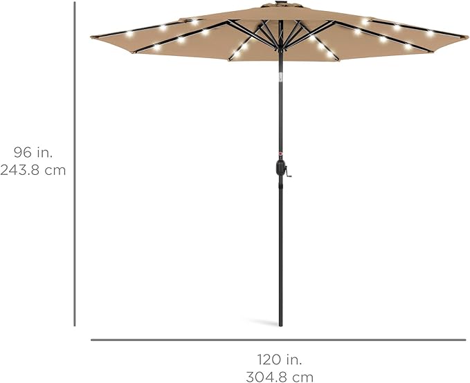 Best Choice Products 10ft Solar Polyester LED Lighted Patio Umbrella w/Tilt - Image 7