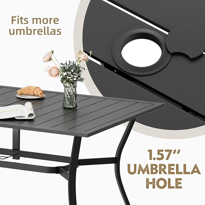 MELLCOM 63''x38'' Outdoor Dining Table - Image 5