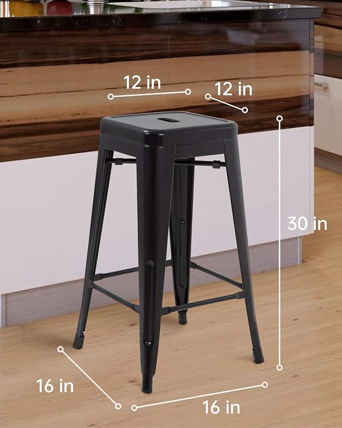 FDW Metal Bar Stools Set of 4 Counter Height Bar Stools 24 Inches Industrial - Image 3