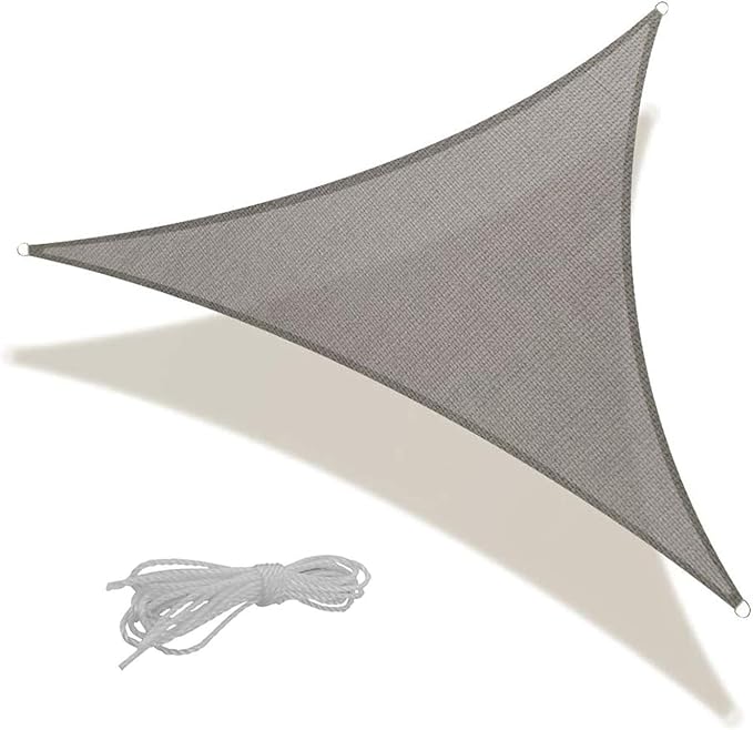 SUNLAX Sun Shade Sail 10' x 10' x 10' Dark Grey Triangle Canopy Sail Shade by SUNLAX