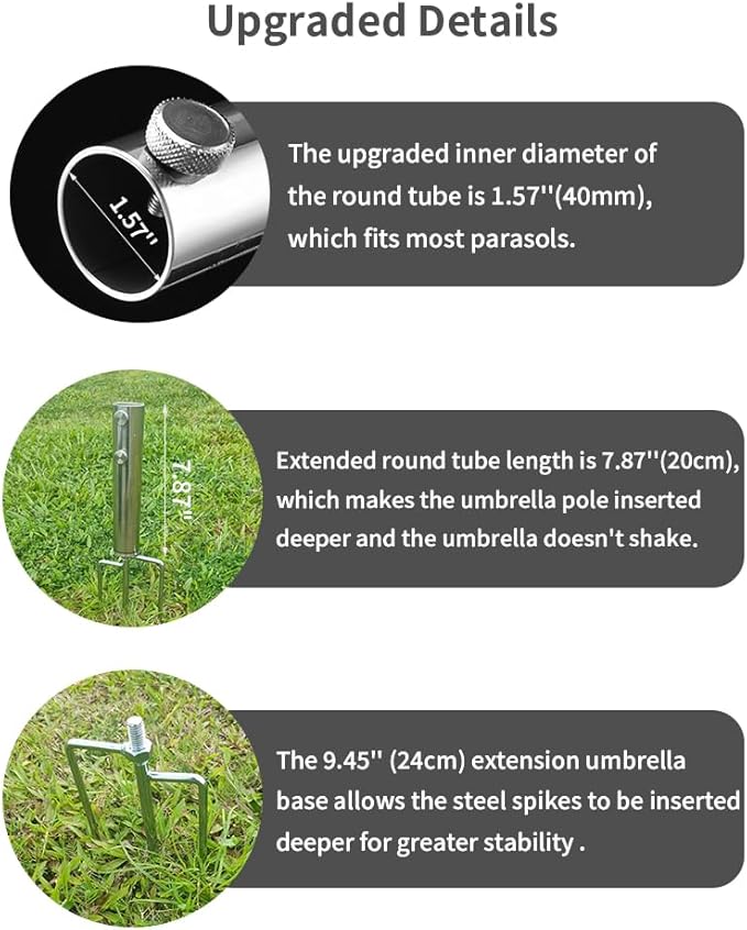 Portable Beach Umbrella Sand Anchor, Stainless Steel Lawn Umbrella Base Holder - Image 6