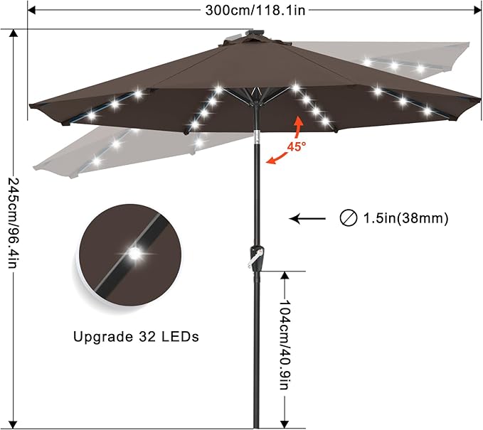 ABCCANOPY 10FT Durable Solar Led Patio Umbrellas - Image 3