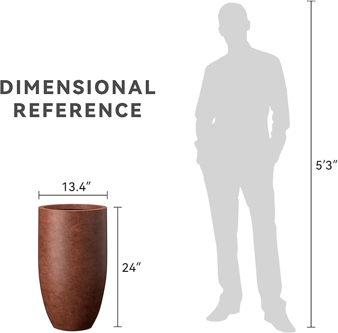 Kante 24 Inch Tall Round Concrete Planter, Large Indoor Outdoor Plant Pots - Image 7