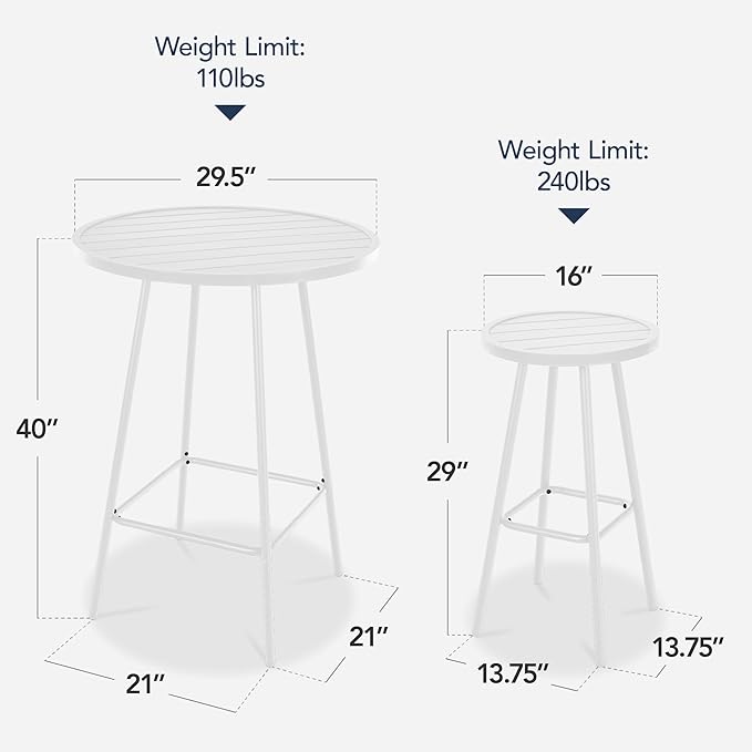 Best Choice Products 3-Piece Patio Dining Set, Bar Height, Outdoor Bistro Set - Image 2