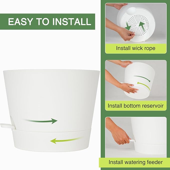 12inch Large Self Watering Plant Pot, Plastic Cylinder Planter - Image 6