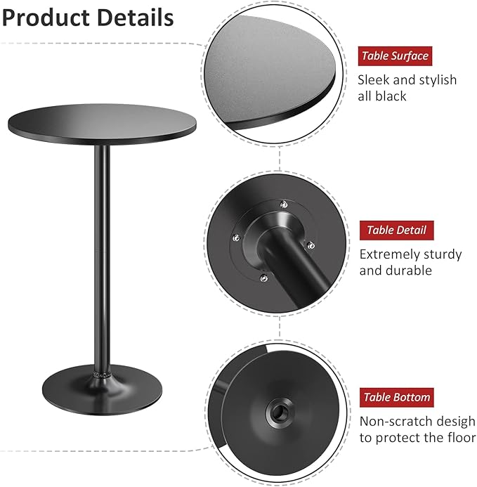 Furmax Bistro Pub Table Round Bar Height Cocktail Table - Image 4