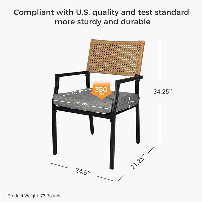 Grand patio Outdoor Dining Chair Set of 4, 4 Pieces Patio Dining Chairs - Image 6