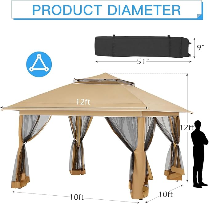 ECOTOUGE Canopy Tent with Sidewalls Instant Shelter Canopy with Carrying Roller - Image 2