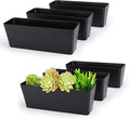 GREANER 6 Pack Herb Planters, 12x3.8 Inch Black Rectangle Window Boxes by GREANER