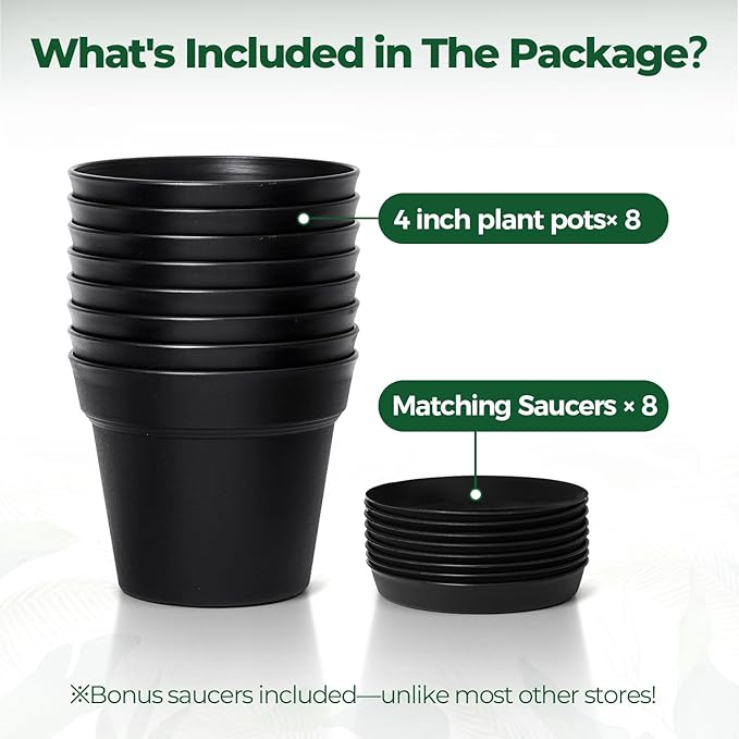 T4U 4 Inch Plant Pots 8-Pack, Small Flower Pots - Image 6