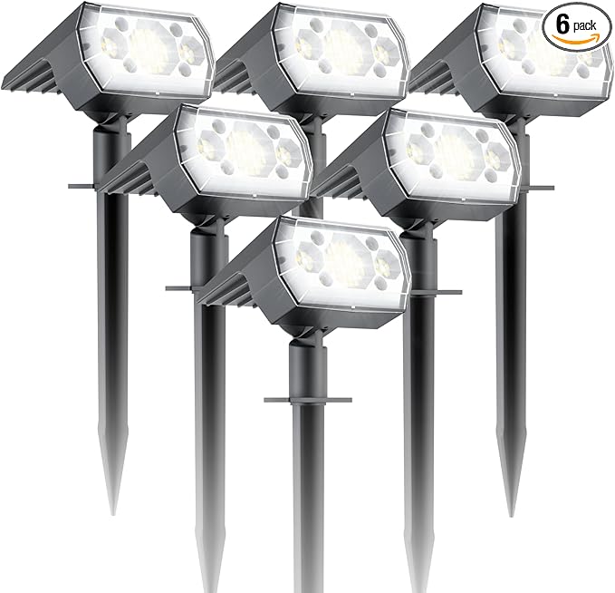 6 Packs Solar Spot Lights Outdoor, 64 LED 6500K Solar Lights Outdoor, IP67 by Unknown