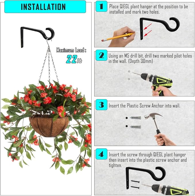 Hanging Plant Bracket 6inch Metal Plant Hook Shepherds Hook Decorative Wall - Image 6