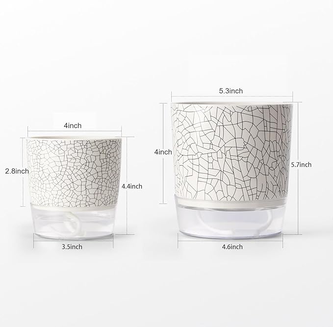Self Watering Pots for Indoor Plants, 5 & 4 Inch Stylish Flower Pots - Image 2