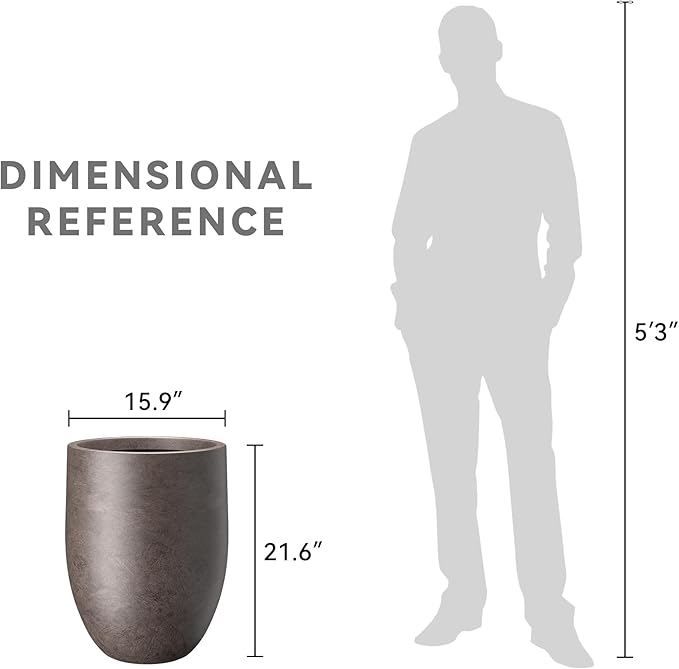 Kante Tall Concrete Planter, 21.7-Inch Height Weathered Brown Large Indoor - Image 7