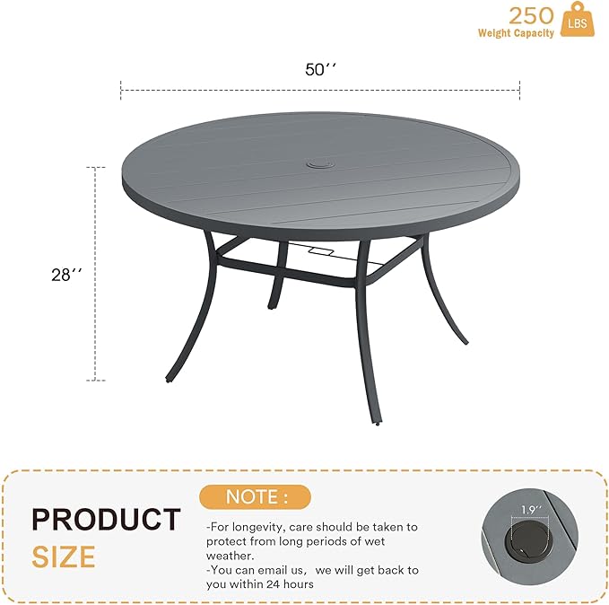 VICLLAX 50" Outdoor Round Patio Table - Image 3